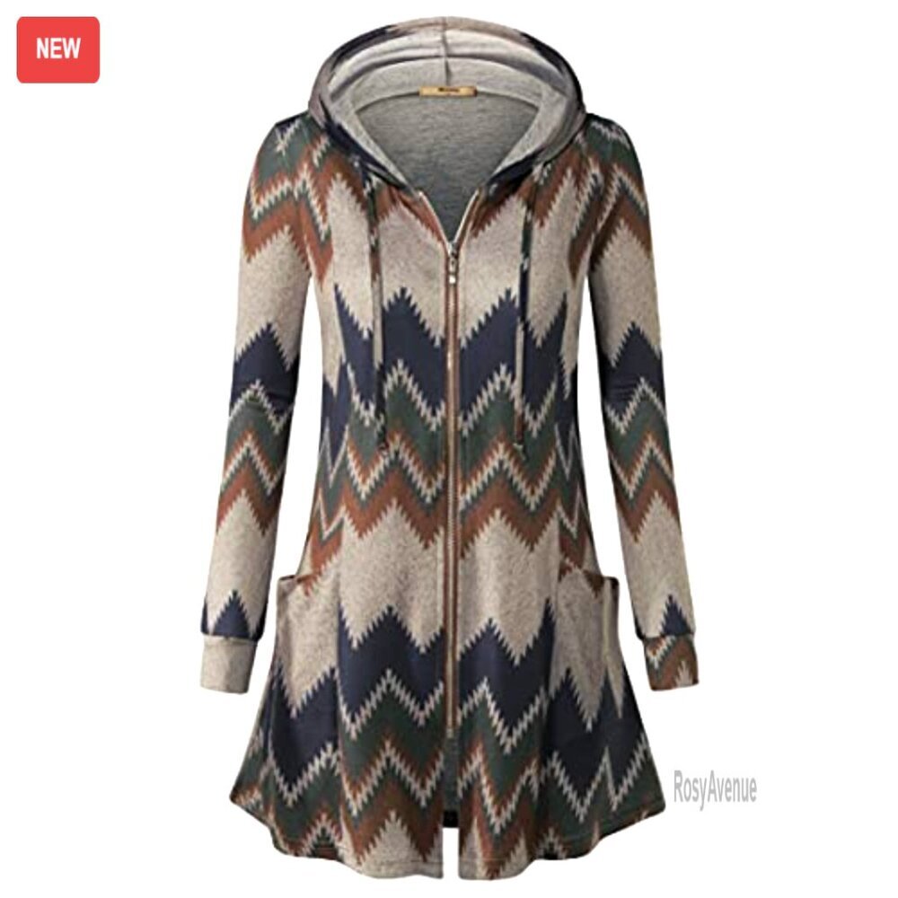 Long Zip Up Hoodie Jacket Lightweight Tunic Sweatshirt Cardigan - Picture 2 of 6